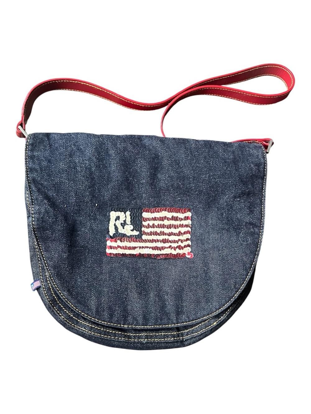 Polo Ralph Lauren Denim Bag with Sequin American Flag